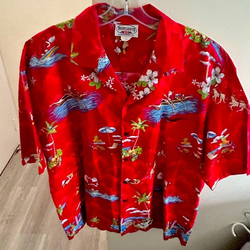 Pacific Legend Red Hawaiian Shirt XL – Made in Hawaii – Surf & Island Print